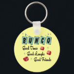 Chaveiro Bunco Retroativo<br><div class="desc">Design com dados vermelhos. Design inclui cores retrorreflectoras 50. Bons amigos,  bons momentos e boas risadas fazem um prêmio ou um presente de excelente.</div>