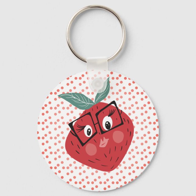 Chaveiro Bunda de desenho animado de morango fofo desenhado (Frente)