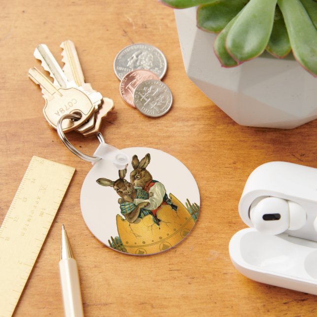 Chaveiro Bunnies em um Ovo Dourado, Páscoa vitoriana veneno (Mesa)