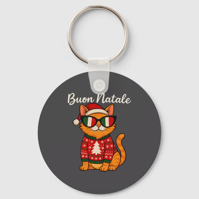 Chaveiro Buon Natale Italian Cat Christmas, Italy Pride Hol (Frente)