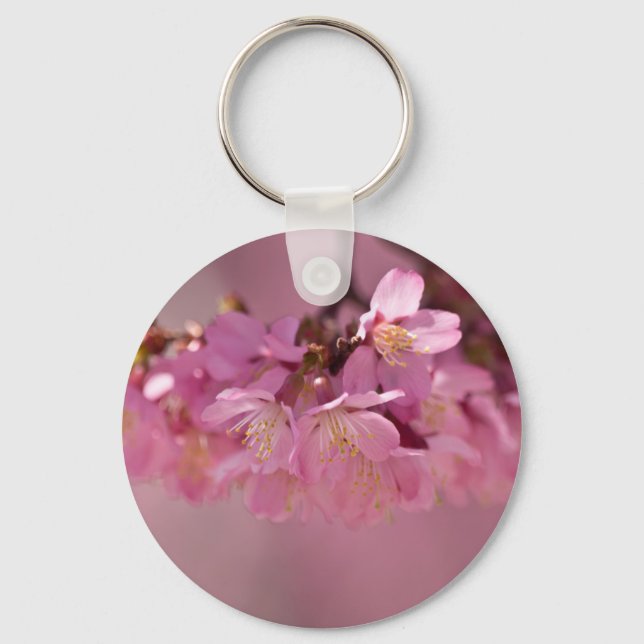 Chaveiro Buquê Delicado Rosa de Flores de Cerejeira Sakura (Frente)