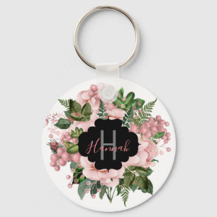 Chaveiro Buquê Floral Cor-de-Rosa Personalizado