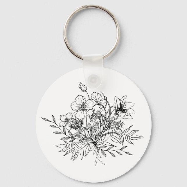 Chaveiro Buquê Floral Minimalista (Frente)