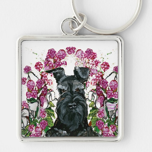 Chaveiro Buquê preto do Schnauzer (Frente)