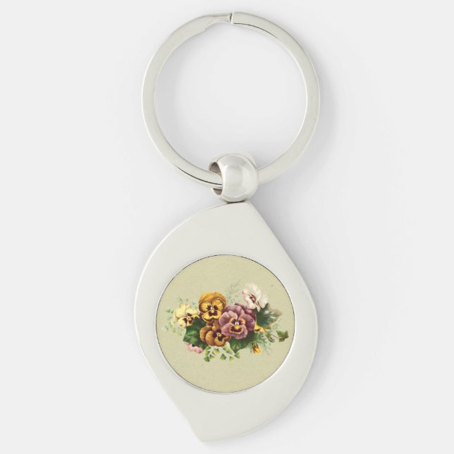 Chaveiro Buquê Vintage Pansies (Frente)