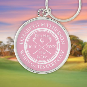 Chaveiro Buraco de Golfe em Um Rosa Feminino Personalizado