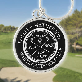 Chaveiro Buraco de Golfe Personalizado em Preto e Branco