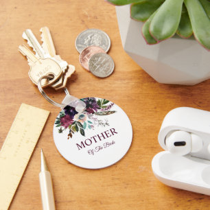 Chaveiro Burgundy Floral Branco Mãe da Noiva