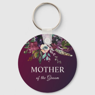 Chaveiro Burgundy Floral Mãe do Noivo
