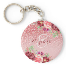 Burgundy Floral Rosa Dourado Glitter Personalizado