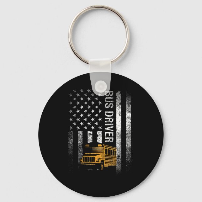 Chaveiro Bus Driver Usa American Flag Funny Bus Driver Gift (Frente)