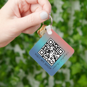 Chaveiro Business QR Code Gradient Monogrammed 