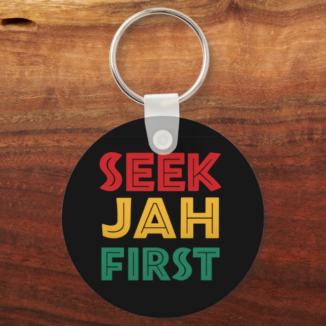 Chaveiro Busque Jah Primeiro Cores Rastafarianas de Reggae  (Verso)