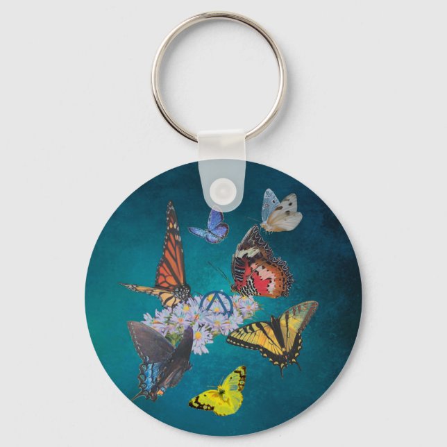 Chaveiro butterflies sobriety symbol acrylic round keychain (Frente)