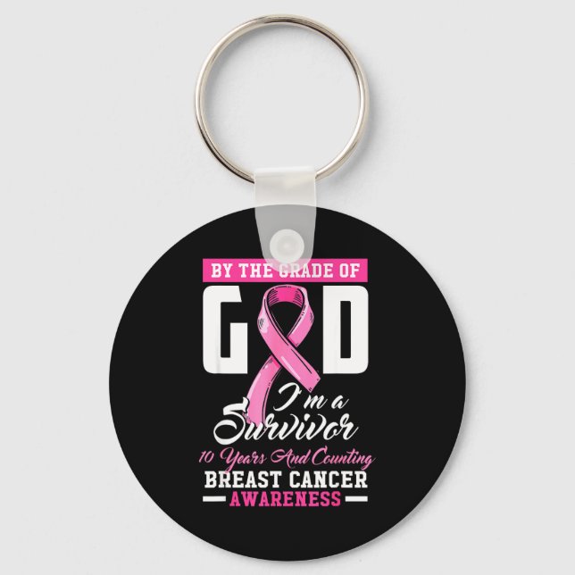 Chaveiro By The Grace Of God Survivor 10 Year Breast Cancer (Frente)
