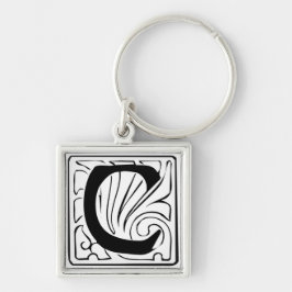 Chaveiro C Monogramm schwarz weiß Schlüsselanhänger