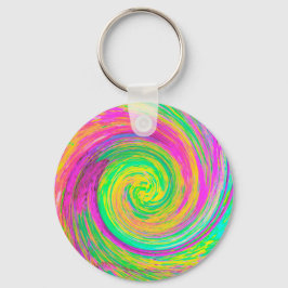 Chaveiro Cabeça Abstrato púrpura e espiral líquida amarela