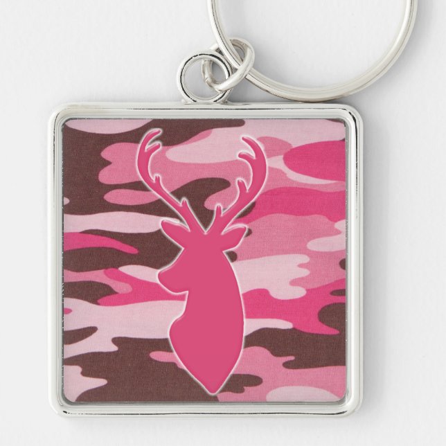 Chaveiro Cabeça cor-de-rosa dos cervos do camo (Frente)