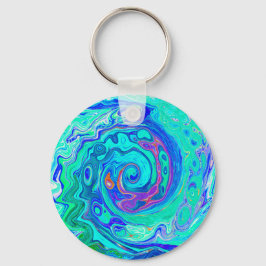 Chaveiro Cabeça de Abstrato do Oceano Azul e Líquido Verde