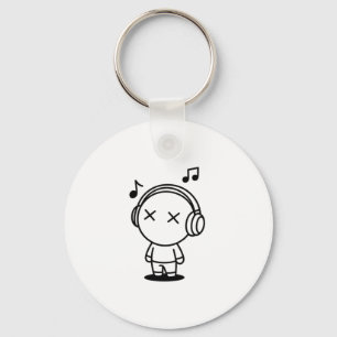 Chaveiro Cabeça de Amante de Música Kawaii Fones de Ouvido