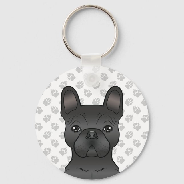 Chaveiro Cabeça de cachorro de desenho animado Bulldogue Fr (Frente)