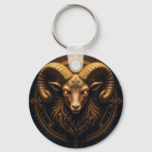 Chaveiro Cabeça de Carneiro Ornamentada Dourada