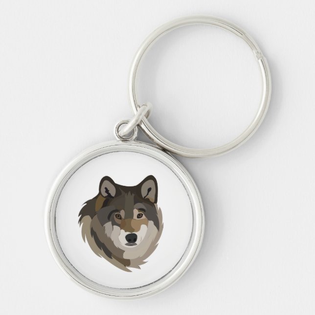 Chaveiro Cabeça de Lobo Animal Cinza Lobo Selvagem (Frente)