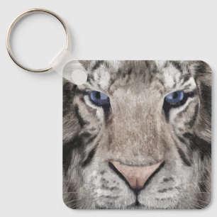 Chaveiro Cabeça de Tigre Branco Estética da Vida Selvagem