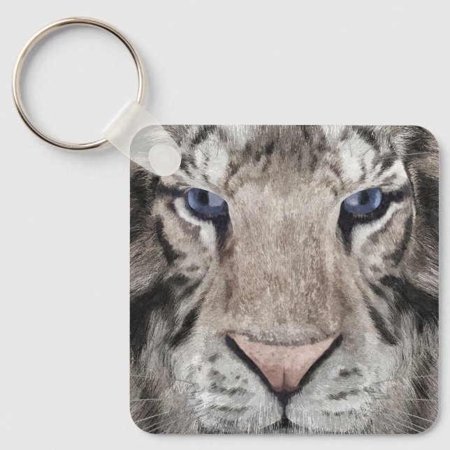 Chaveiro Cabeça de Tigre Branco Estética da Vida Selvagem (Frente)