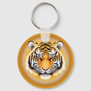 Chaveiro Cabeça de Tigre Enquadrada com Aura Dourada Radian