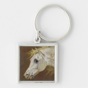 Chaveiro Cabeça de um cavalo árabe cinzento (óleo em can