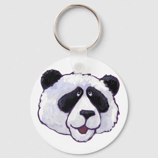 Chaveiro Cabeça de Urso Panda Preta e Branca (Frente)