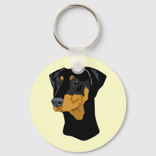 Chaveiro Cabeça do Doberman, preto, Uncropped