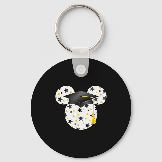 Chaveiro Cabeça do Mickey chapéu de formatura estrela preen (Frente)