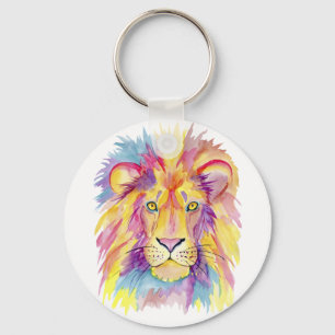 Chaveiro Cabeça Leão de Aquarela
