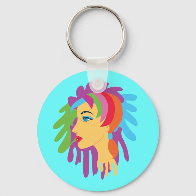 Chaveiro Cabelo arco-íris (Frente)