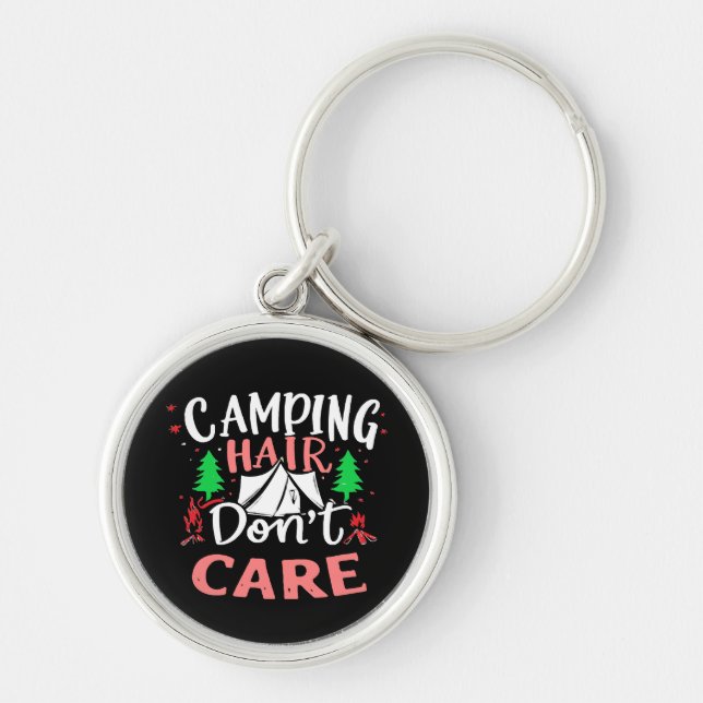 Chaveiro Cabelo de Camping Não Me Importo Engraçado (Frente)