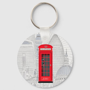 Chaveiro Cabine Telefônica Vermelha de Londres com Nome Per