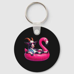 Chaveiro Cabra de Verão Engraçada Rosa Festa de Piscina Hav