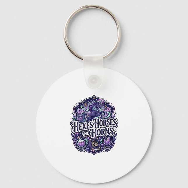 Chaveiro Cabra Unicórnio Hexes Cavalos e Chifres POD Pronto (Frente)