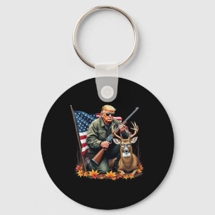 Chaveiro Caça à estação de veados Vintage Trump Usa Flag Ca