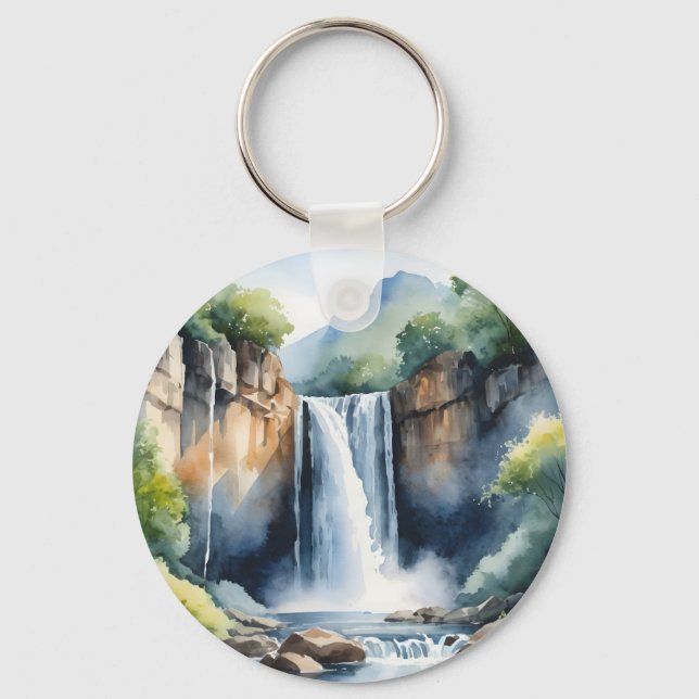 Chaveiro Cachoeira pintada com aquarela (Frente)