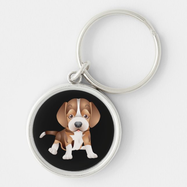 Chaveiro Cachorrinho Beagle Preto Corrente de Chaves (Frente)