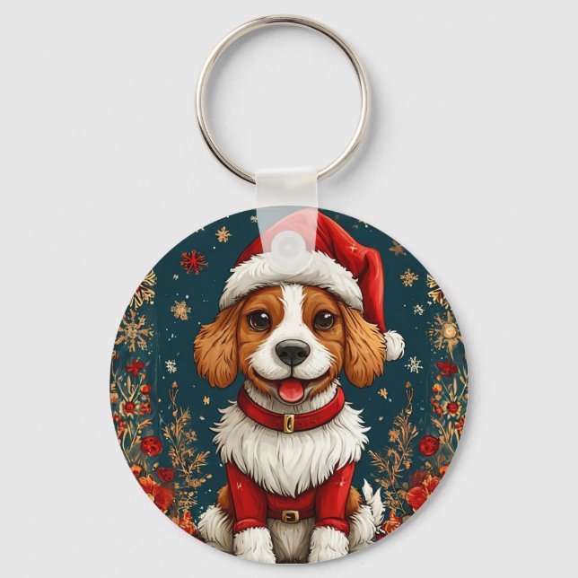 Chaveiro Cachorrinho de Natal Adorável (Frente)