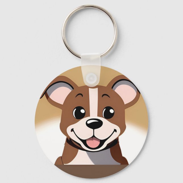 Chaveiro Cachorrinho Marrom Feliz Sorriso Radiante (Frente)
