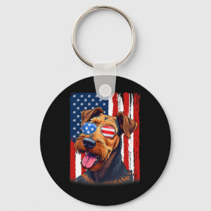 Chaveiro Cachorro Airedale Terrier Bandeira Dos EUA América
