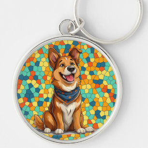 Chaveiro Cachorro alegre em estilo desenho animado