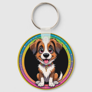 Chaveiro Cachorro Alegre Ilustração Colorida de Desenho Ani