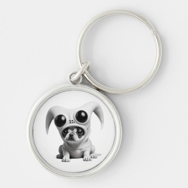 Chaveiro Cachorro alienígena engraçado (Frente)