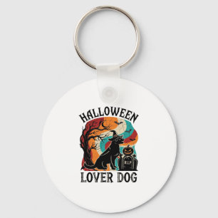 Chaveiro Cachorro Amante do Halloween Chapéu de Bruxa Lápid
